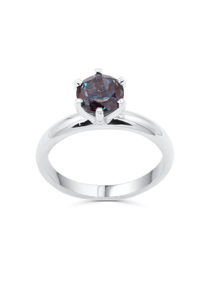 Bague solitaire platine Alexandrite 6.5mm Lab-Grown