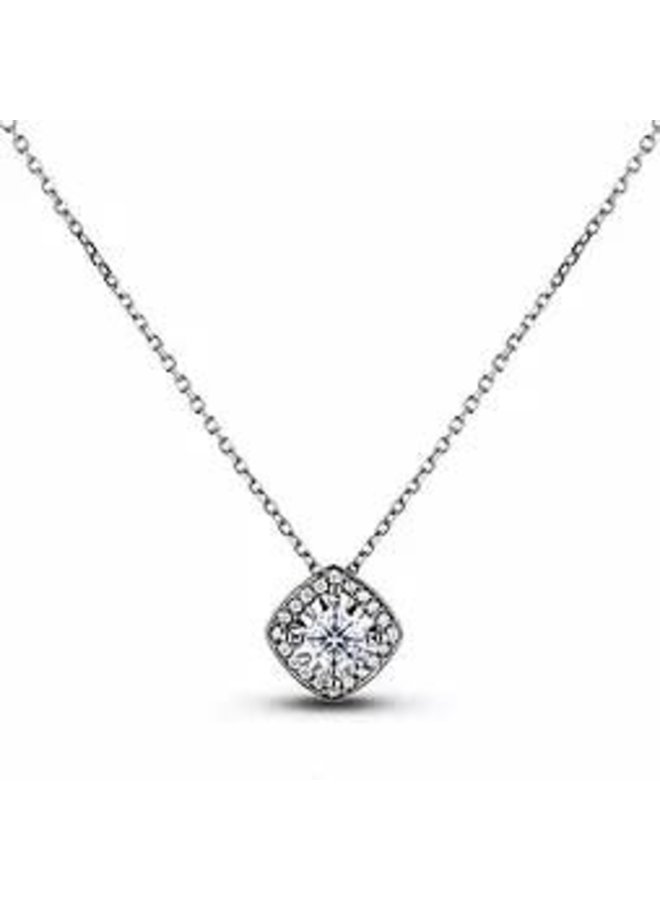 Chaine pendentif 10k blanc diamant 0.23ct I1 H Halo