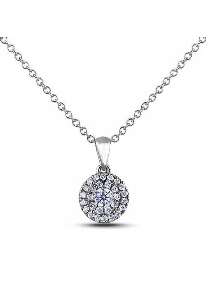 Chaine pendentif Halo 10k blanc diamant 0.09ct SI3 GH