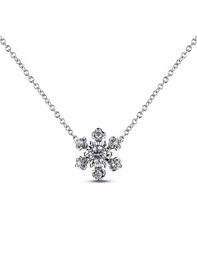 Chaine pendentif 10k blanc Flocon diamant 0.12ct I  H