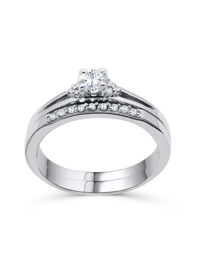 Alliance 14k blanc diamant 1x0.25ct 6x0.005 9x0.01ct I GH
