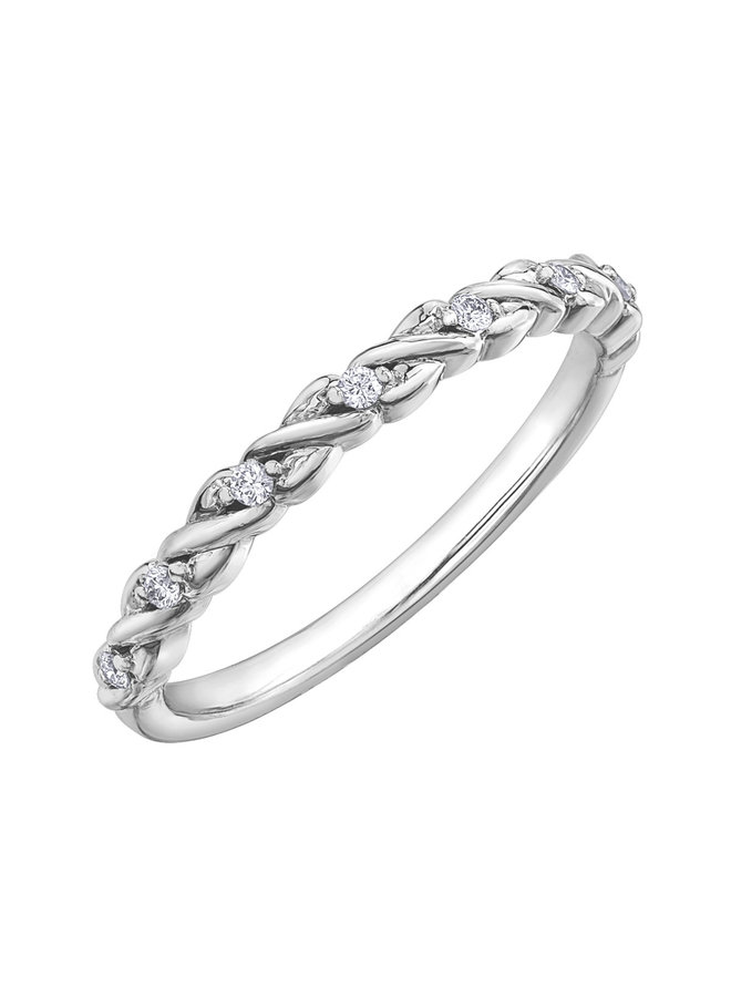 Jonc semi-éternité 10k blanc diamant 7x0.01ct I GH