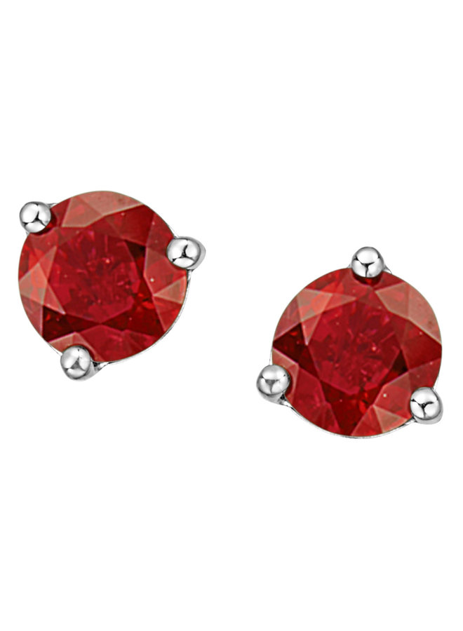 10k white 3 prong Ruby earring 4mm