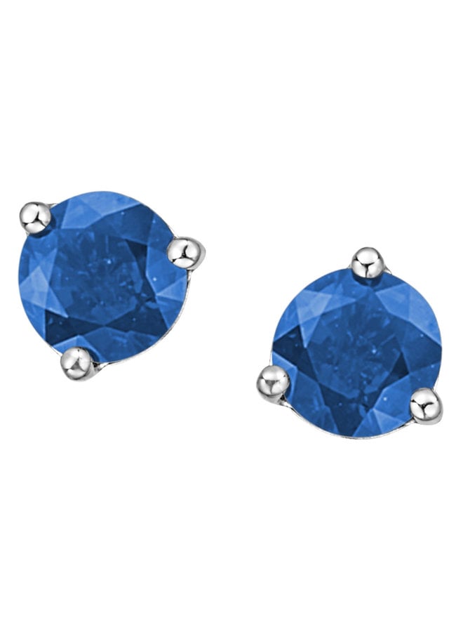 10k white 3 prong Sapphire earring 4mm