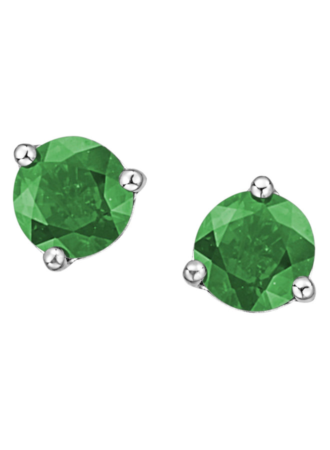 10k white 3 prong Emerald earring 4mm