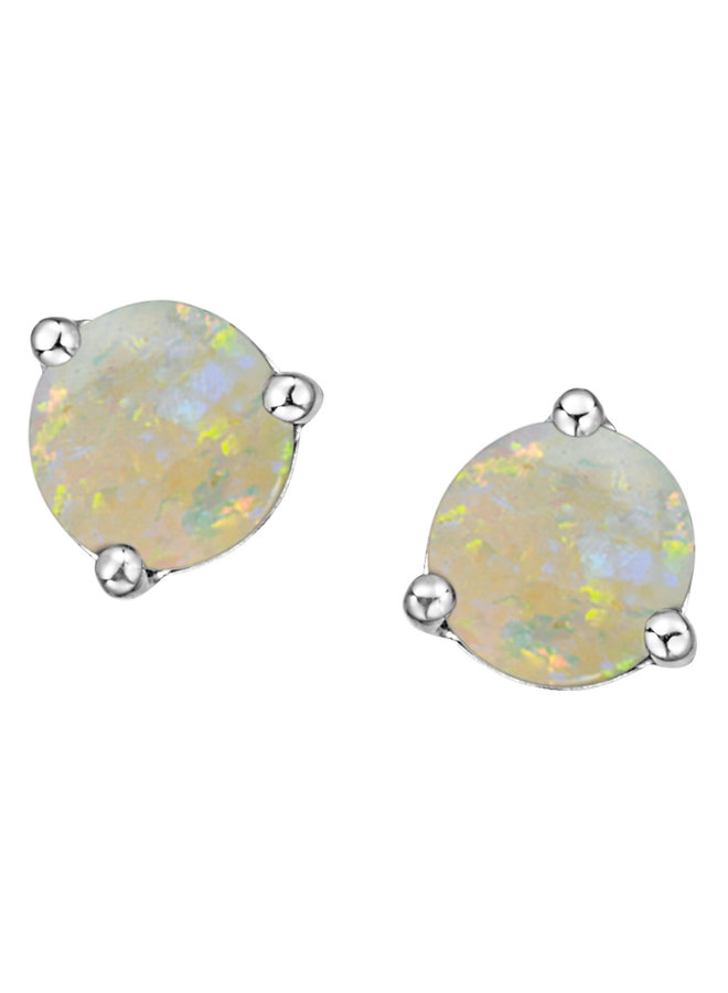 10k white 3 prong Opal earring 5mm