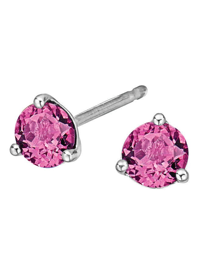 10k white 3 prong pink topaz earring 5mm