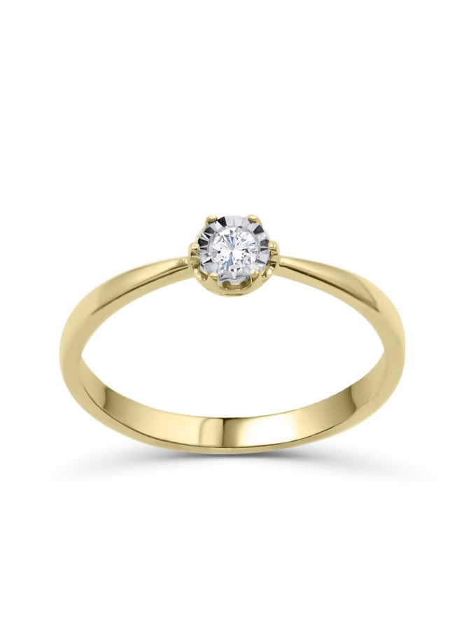 Bague 10k jaune solitaire 1x0.08ct I GH