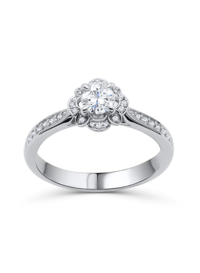 Ring 18k white 1x0.40ct Canadian 34=0.18ct SI GH