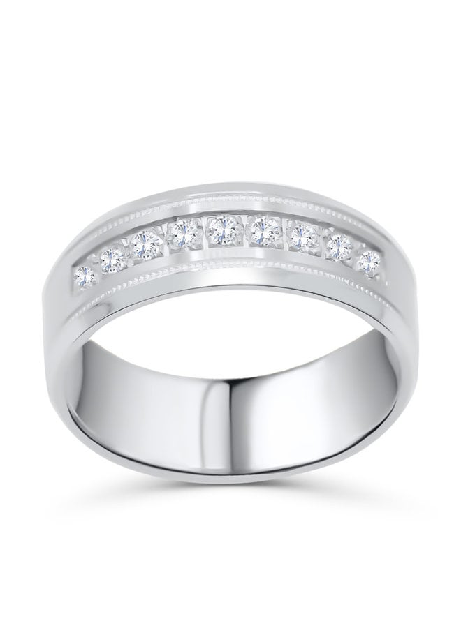 Jonc 10k blanc diamant 9=0.45ct I GH 8mm