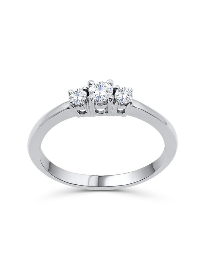 14k white trinity ring 1x0.13ct 2x0.06ct I GH