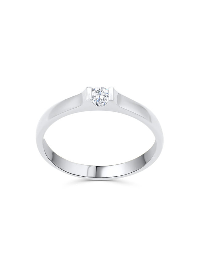 10k white solitaire ring 1x0.10ct I GH