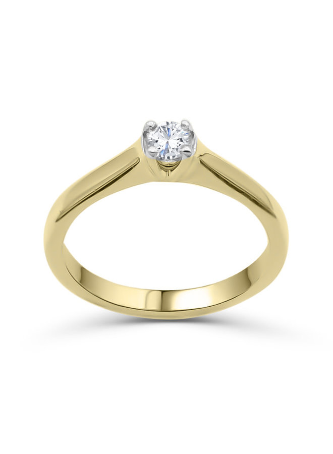 Bague 10k jaune solitaire diamant 1x0.25ct I GH