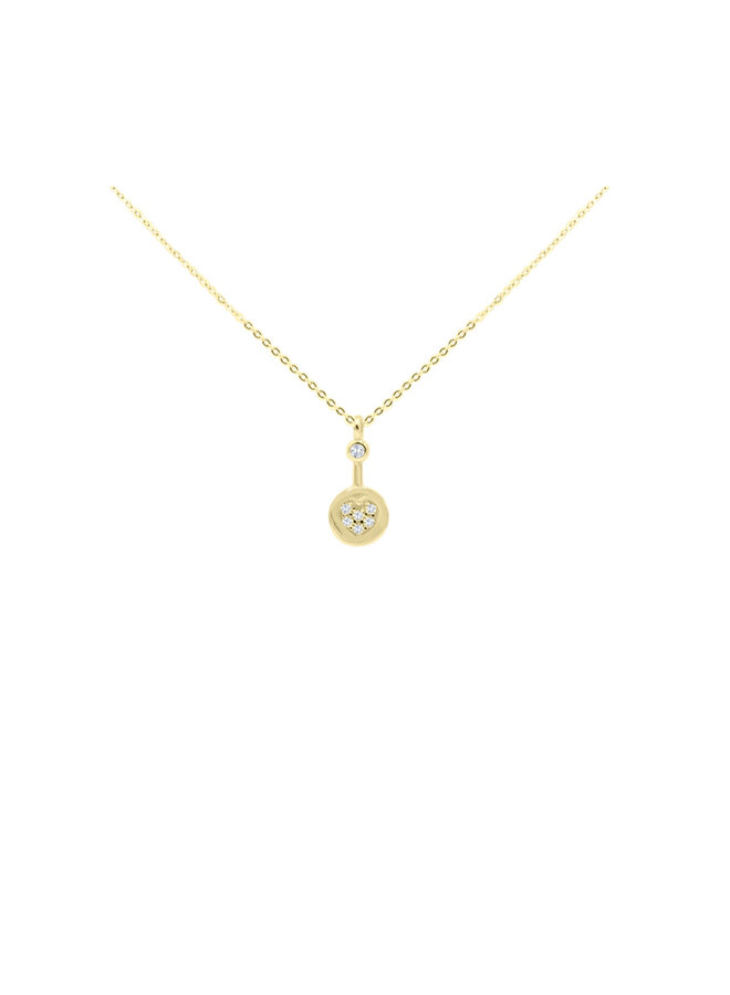 Chaine pendentif 10k zircon rond forme de coeur