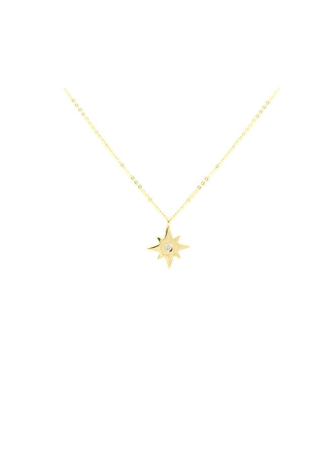 Chaine pendentif 10k jaune zircon Flocon