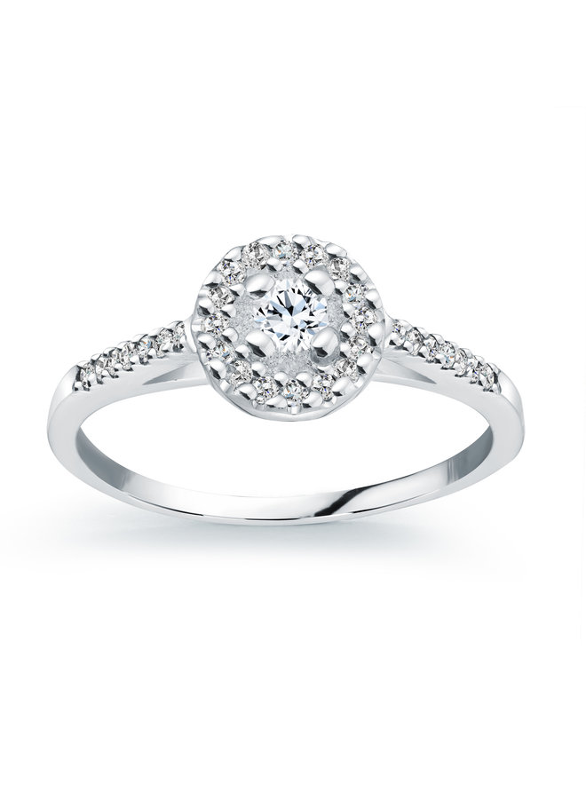 14k Lab-Grown halo 0.22ct VS F color ring