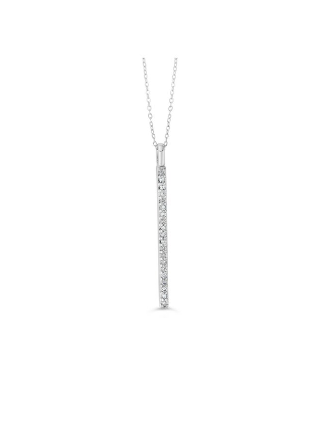 10k white bar pendant with 20 diamonds totaling 0.10ct, 18'' cable chain included