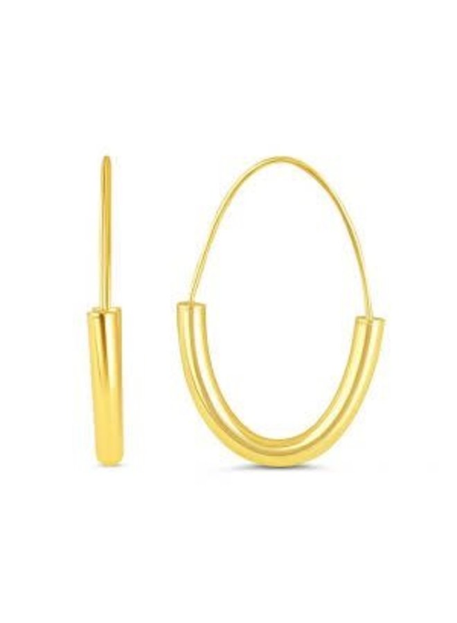 10k yellow oval hoop earring