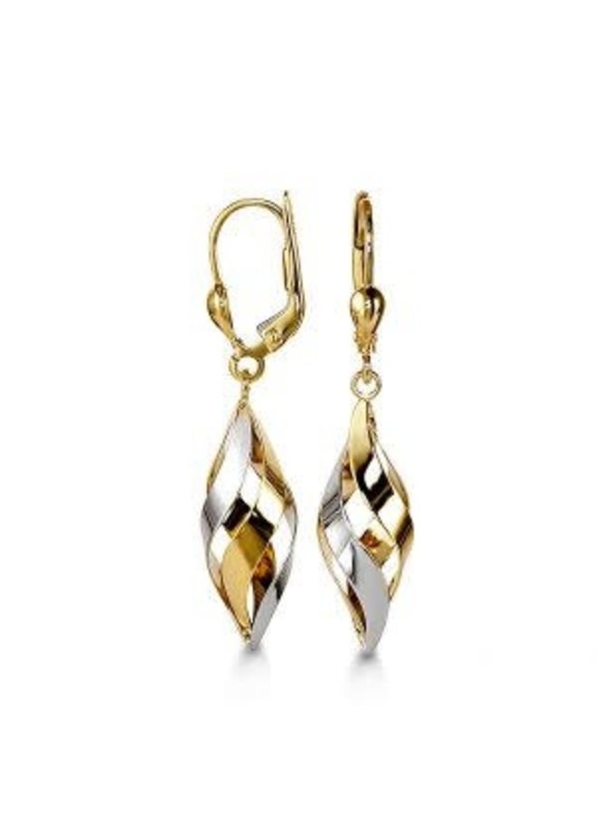 10k 2 tone dangling earring