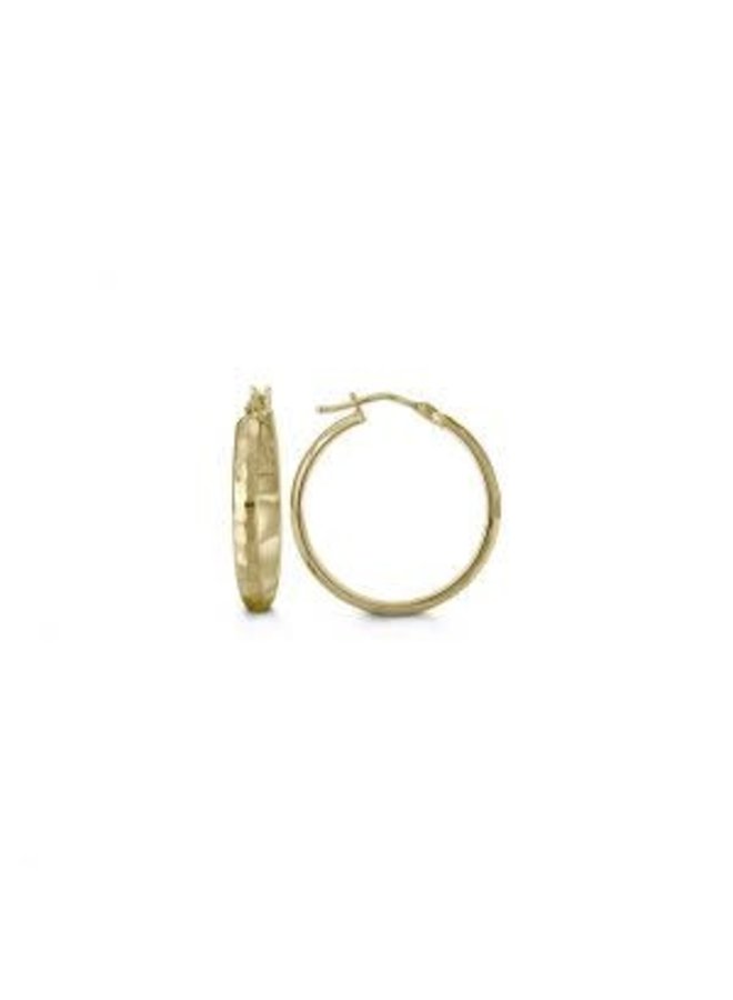 10k yellow diamond cut hoop earring