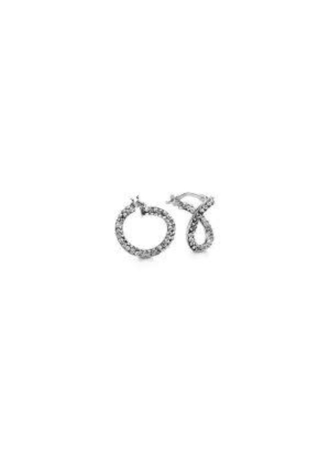 10k white zircon hoop earring