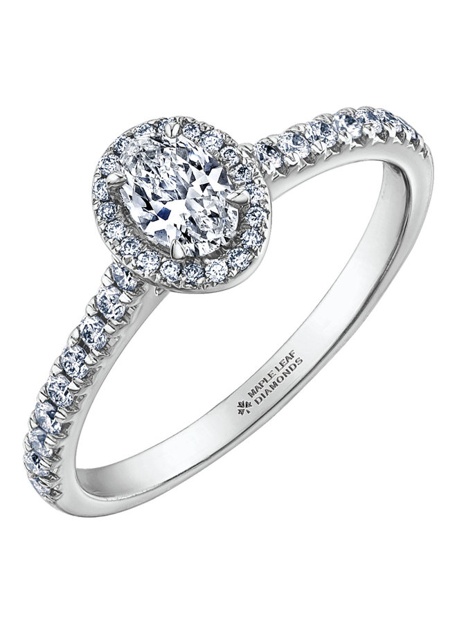 Bague 18k blanc diamant oval=0.30ct 18=0.18ct 20=0.06ct I GH
