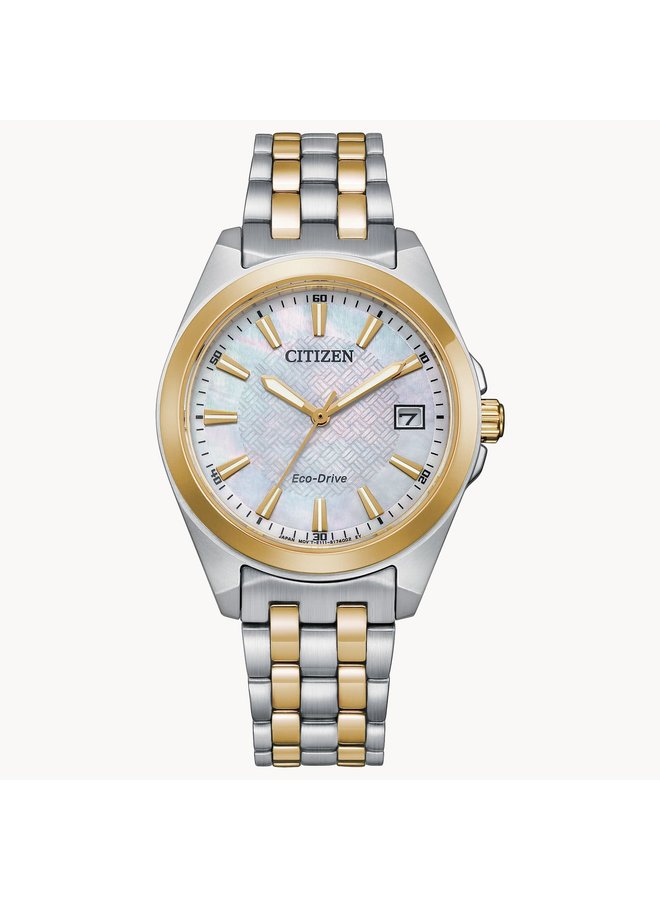 Citizen Eco-drive acier 2 tons fond nacré 33mm