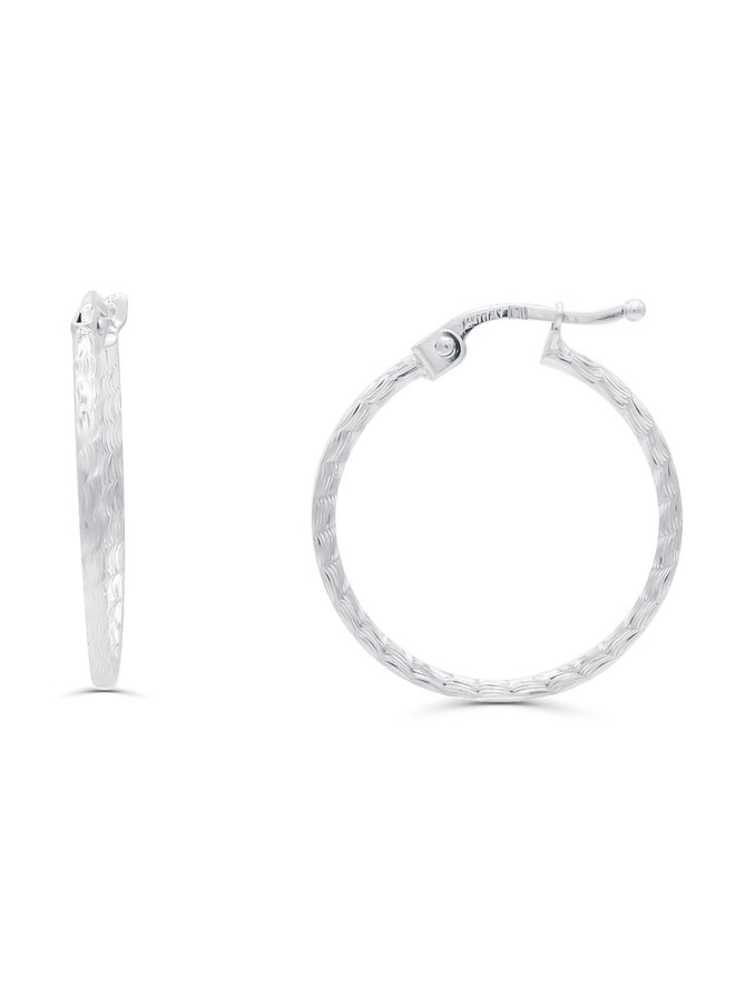 Boucle d'oreille anneau 14k blanc 24mm coupe diamanté