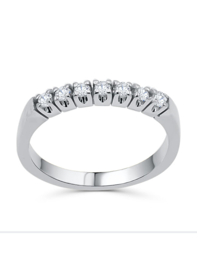 Semi-eternity ring 10k white 7 Swarovski zircon