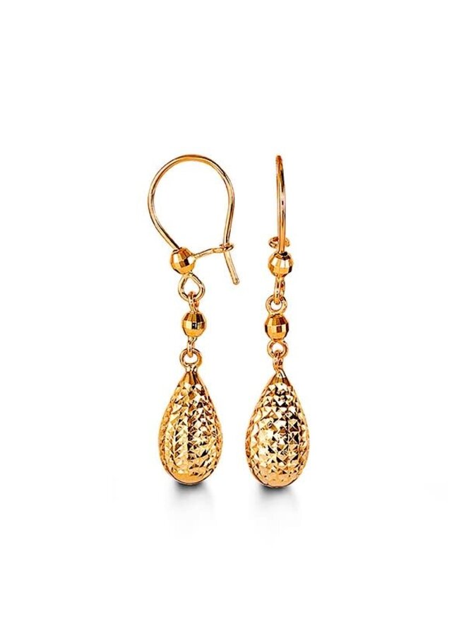10k Yellow Gold Diamond Cut Dangle Earring