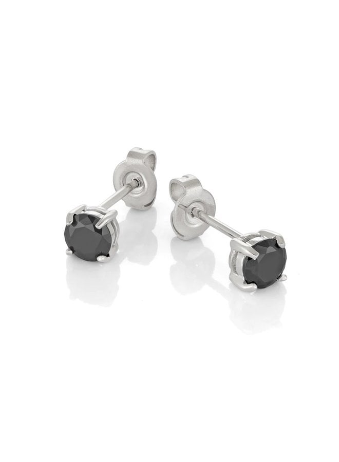 Boucle d'oreille acier cubique noir