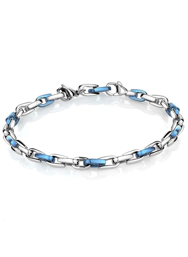 Bracelet acier & bleu 8po