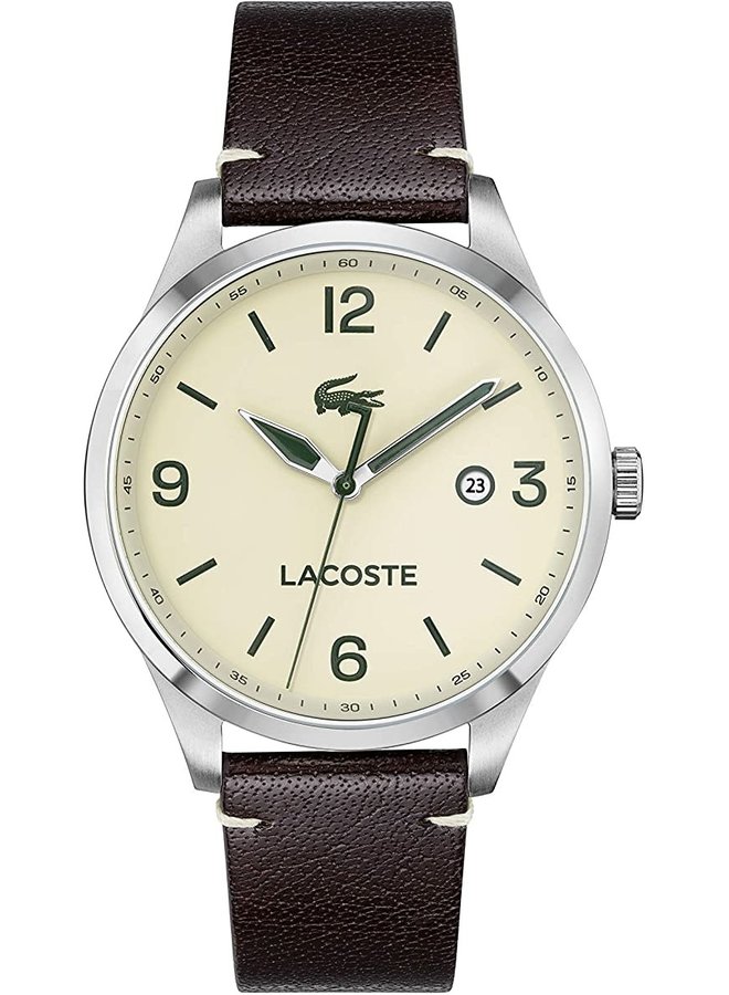 Lacoste homme acier cuir brun