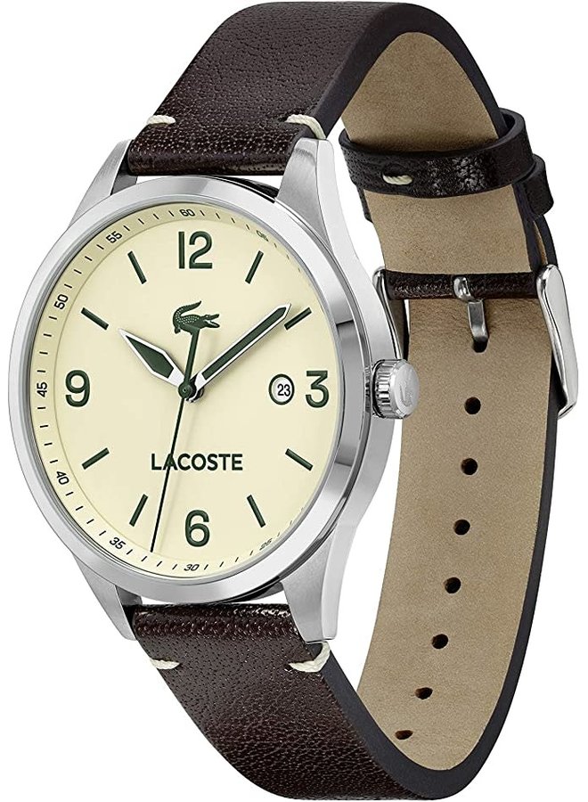 Lacoste homme acier cuir brun