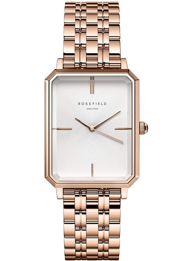 Rosefield acier rose gold rectangulaire fond blanc 23mmx 29mm