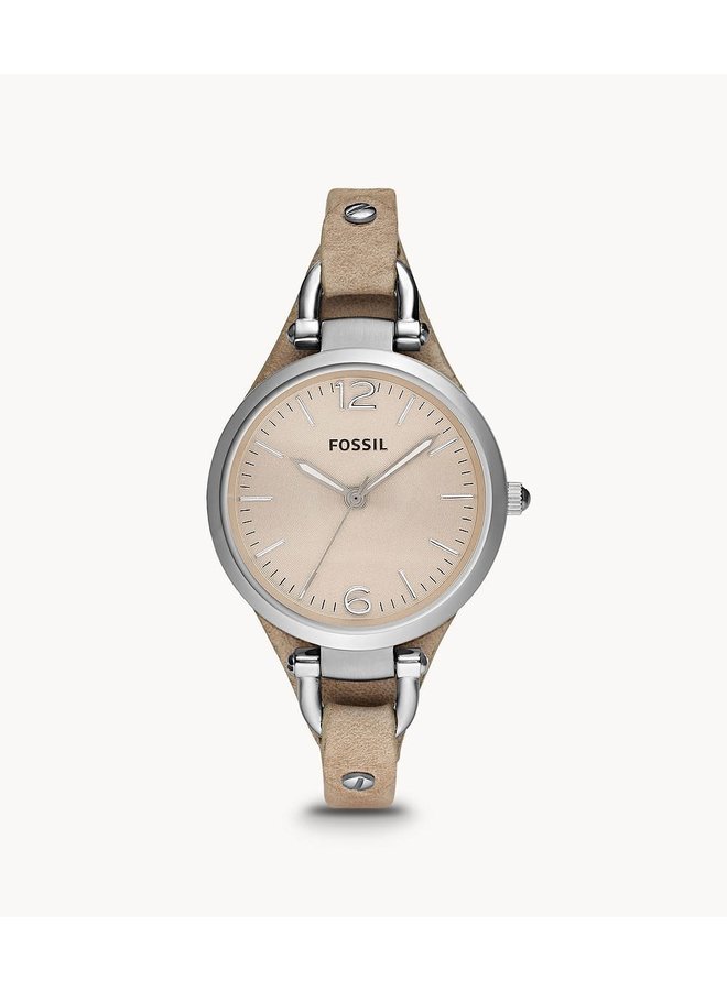 Fossil dame acier cuir tan