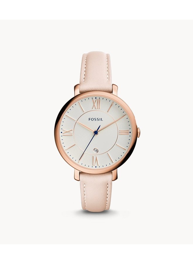 Fossil dame acier rose gold cuir rose