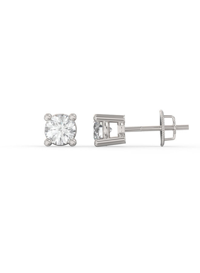 Lab-Grown diamond earring 14k White with screwback 2x0.075 carat