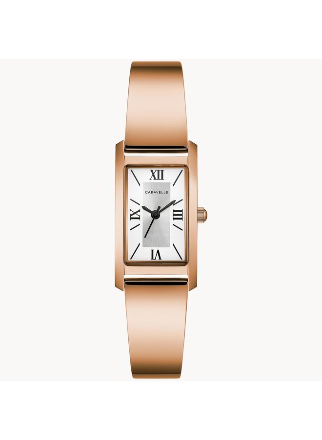 Caravelle acier rose gold rectagulaire 18x14mm