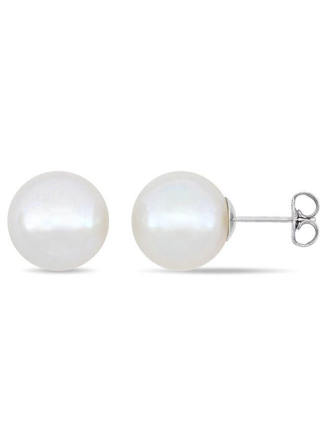 Boucle d'oreille 14k blanc perle 12mm