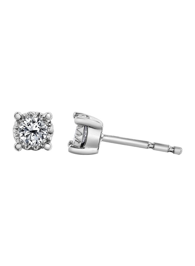 Boucle d'oreille 10k blanc 2 diamants = 0.25ct I GH