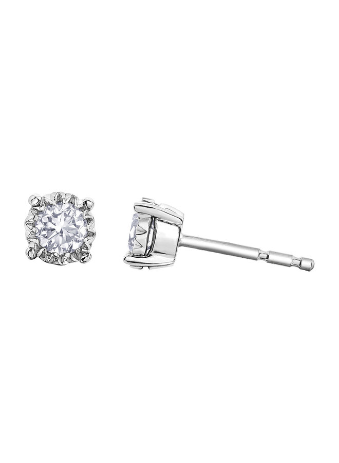 Boucle d'oreille 10k blanc 2 diamants = 0.35ct I GH