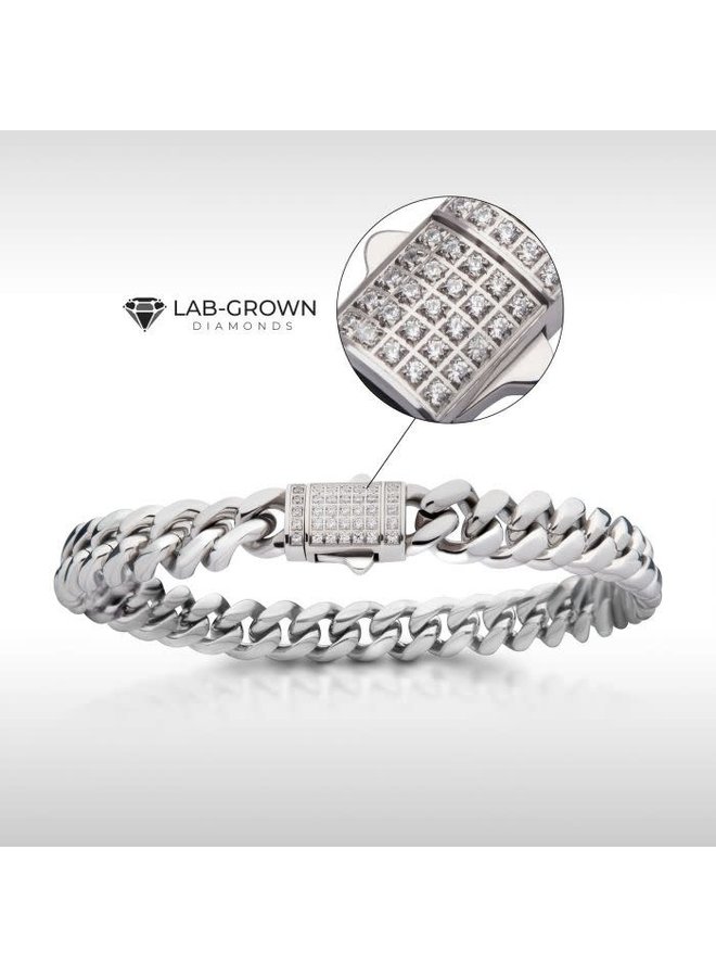 Bracelet Miami cuban fermoir diamant laboratoire 8.5''