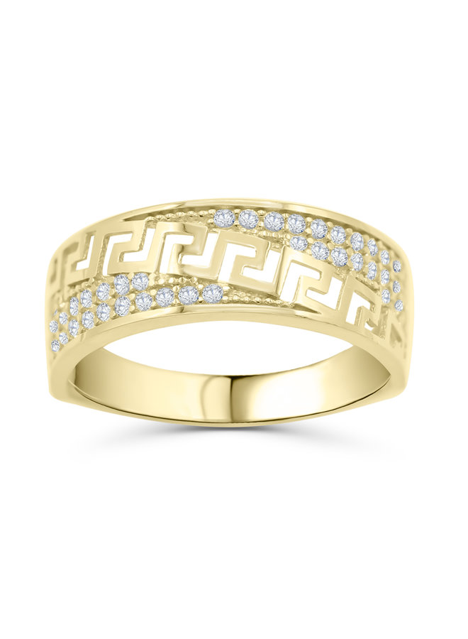 Bague 10k jaune large versace 48 zircon