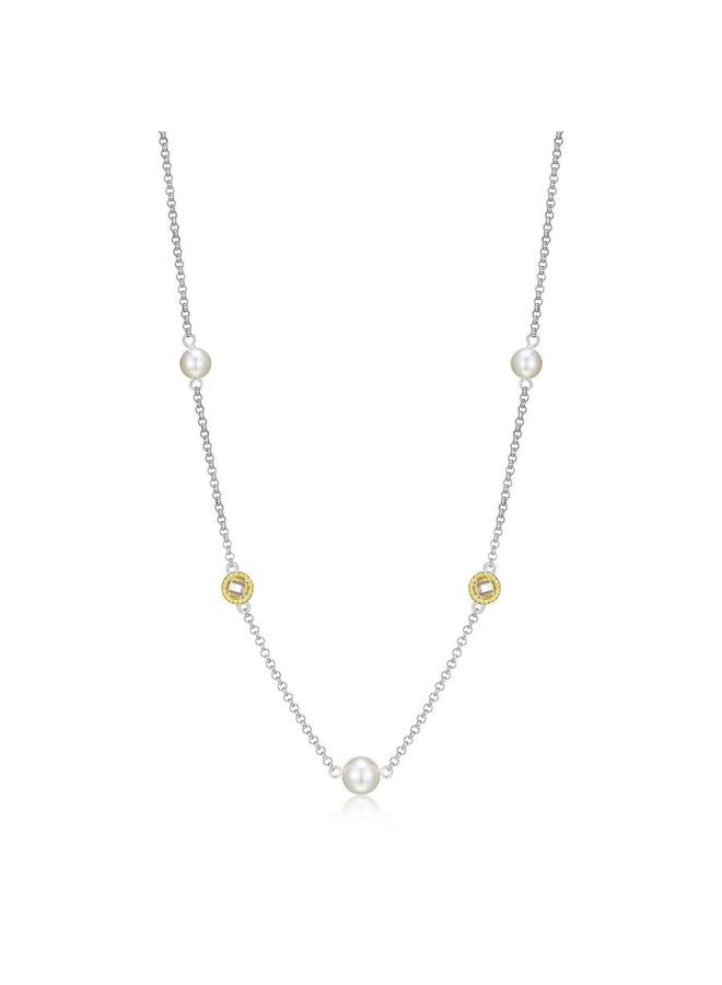 Collier 925 Elle Majestic cristal & perle 18''