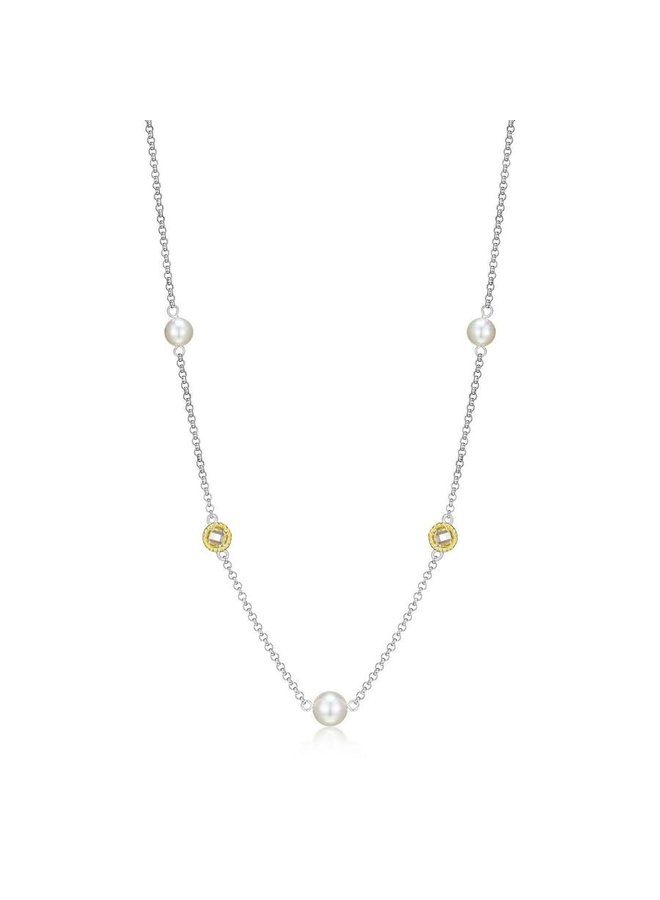 Collier 925 Elle Majestic cristal & perle 18''