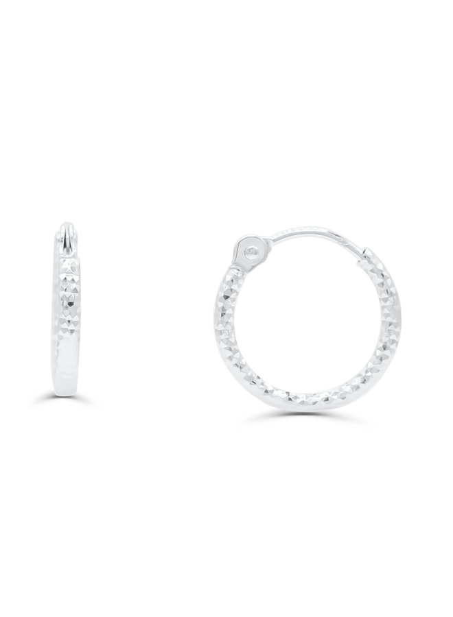 Boucle d'oreille 10k blanc coupe diamanté 13mm