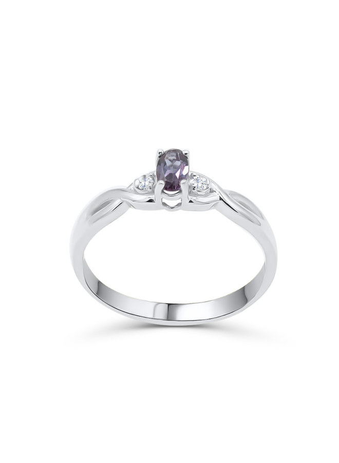 10k White Alexandrite Ring June 2x0.02ct Lab-Grown