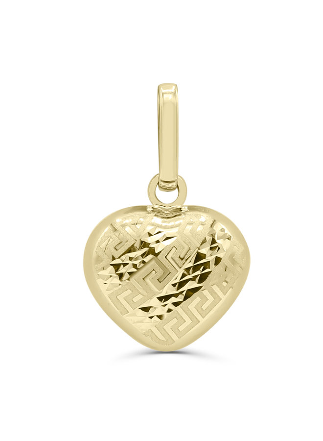 10k yellow versace heart and diamond cut pendant