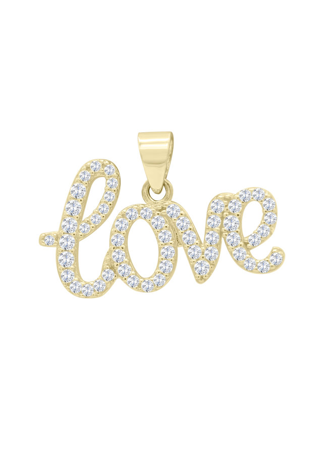 10k yellow love zircon pendant